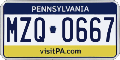 PA license plate MZQ0667