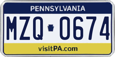 PA license plate MZQ0674