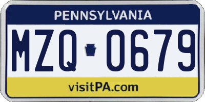 PA license plate MZQ0679