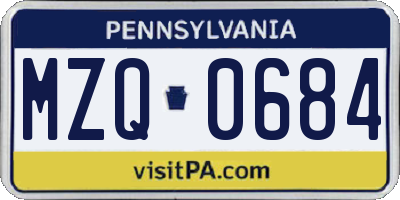 PA license plate MZQ0684