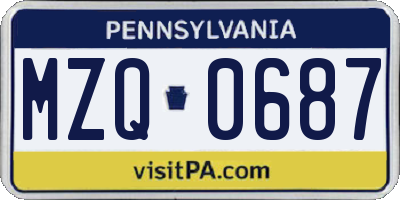 PA license plate MZQ0687