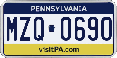 PA license plate MZQ0690