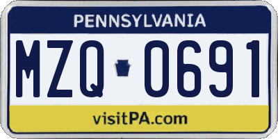 PA license plate MZQ0691