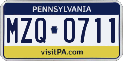 PA license plate MZQ0711