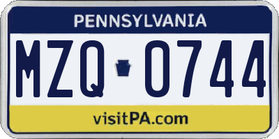 PA license plate MZQ0744