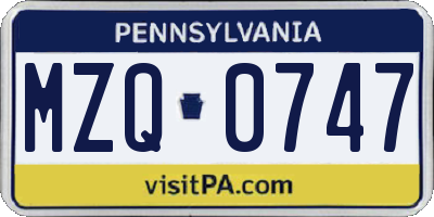 PA license plate MZQ0747