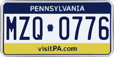 PA license plate MZQ0776