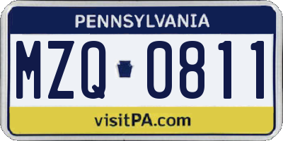 PA license plate MZQ0811
