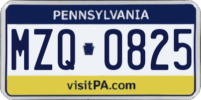 PA license plate MZQ0825