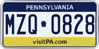 PA license plate MZQ0828