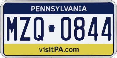 PA license plate MZQ0844