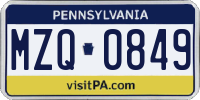 PA license plate MZQ0849