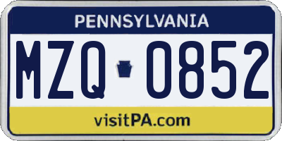 PA license plate MZQ0852