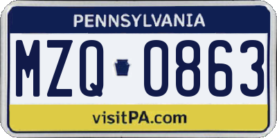 PA license plate MZQ0863