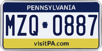 PA license plate MZQ0887