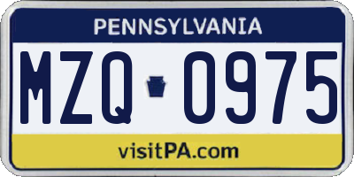 PA license plate MZQ0975