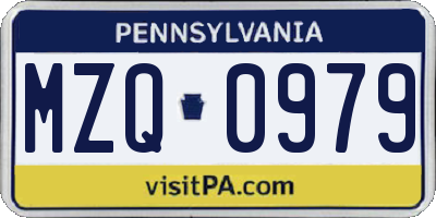 PA license plate MZQ0979