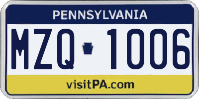 PA license plate MZQ1006