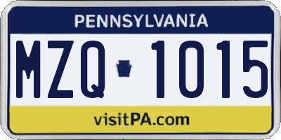 PA license plate MZQ1015