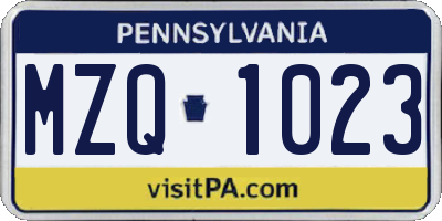 PA license plate MZQ1023