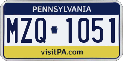 PA license plate MZQ1051