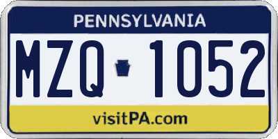 PA license plate MZQ1052