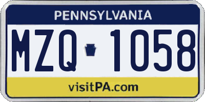 PA license plate MZQ1058