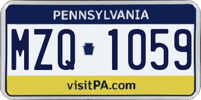 PA license plate MZQ1059