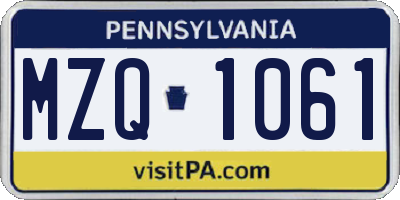 PA license plate MZQ1061