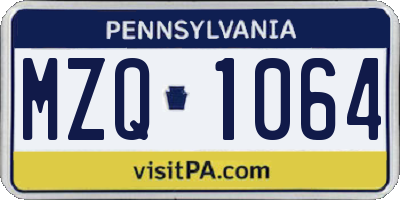 PA license plate MZQ1064