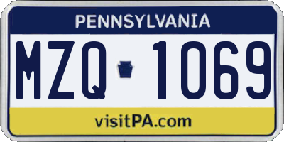 PA license plate MZQ1069
