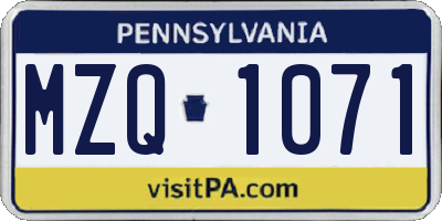 PA license plate MZQ1071