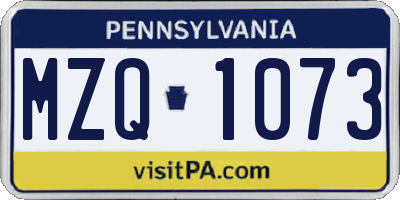 PA license plate MZQ1073