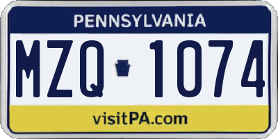 PA license plate MZQ1074