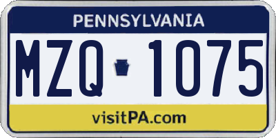 PA license plate MZQ1075