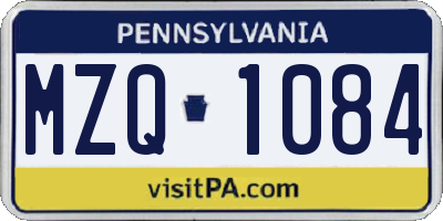 PA license plate MZQ1084