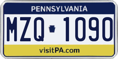 PA license plate MZQ1090