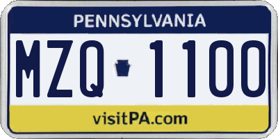 PA license plate MZQ1100