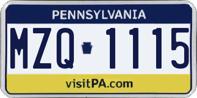 PA license plate MZQ1115