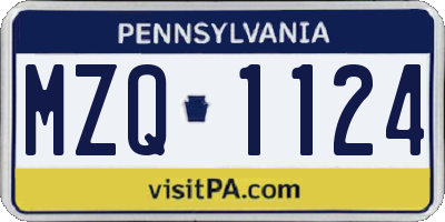 PA license plate MZQ1124
