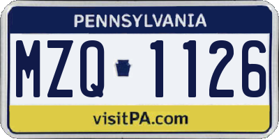 PA license plate MZQ1126