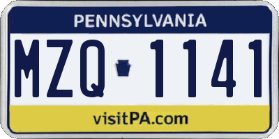 PA license plate MZQ1141