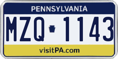 PA license plate MZQ1143
