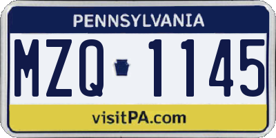 PA license plate MZQ1145
