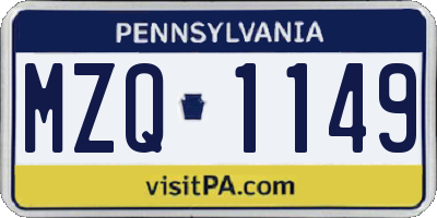 PA license plate MZQ1149