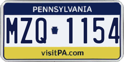 PA license plate MZQ1154