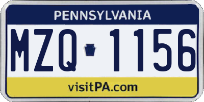 PA license plate MZQ1156