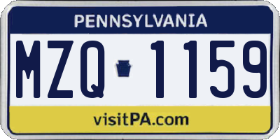 PA license plate MZQ1159