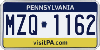 PA license plate MZQ1162
