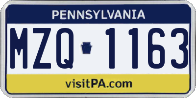 PA license plate MZQ1163